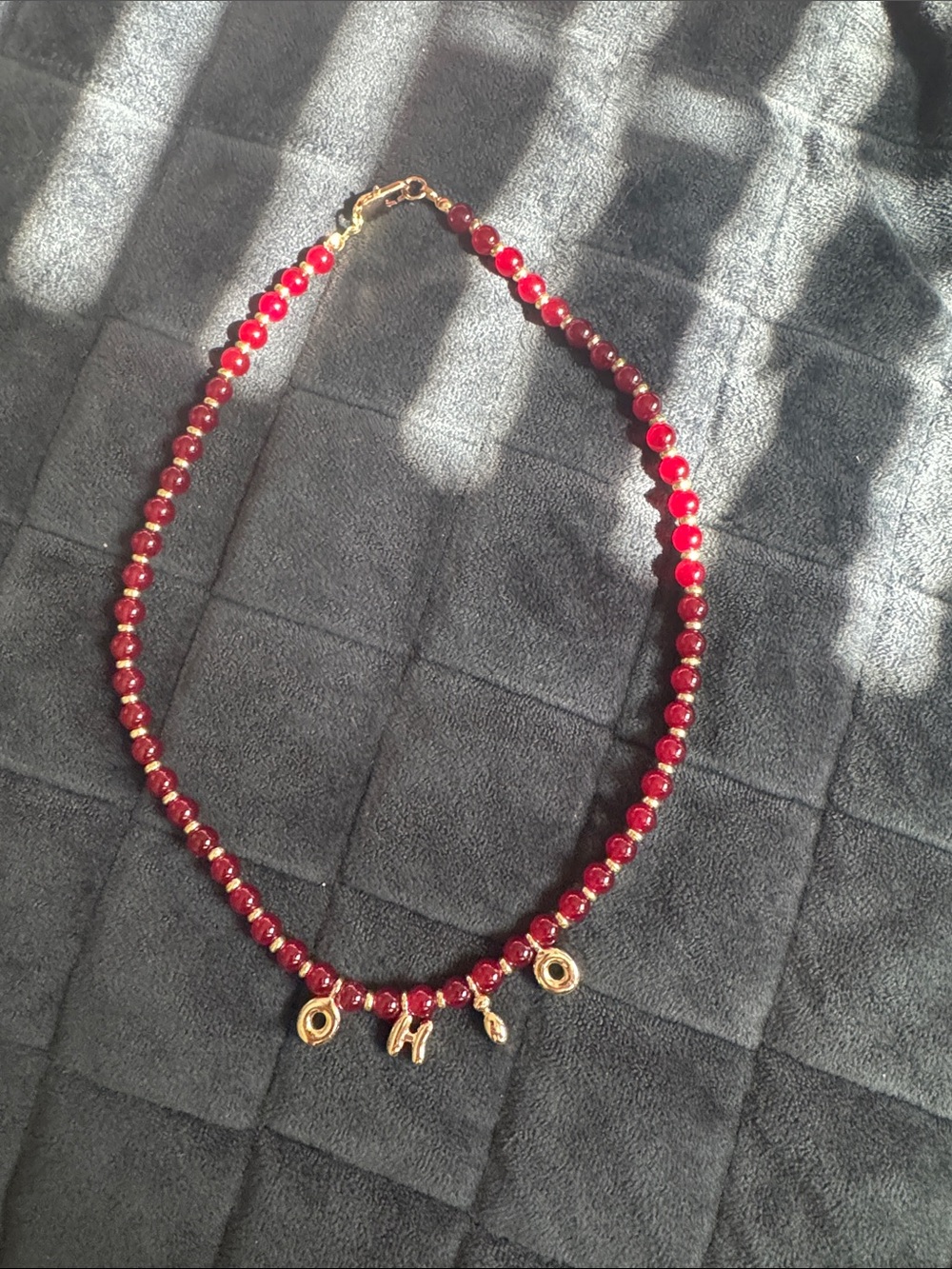 Gold-Accented Red Beaded Charm Necklace - Women Jewelry